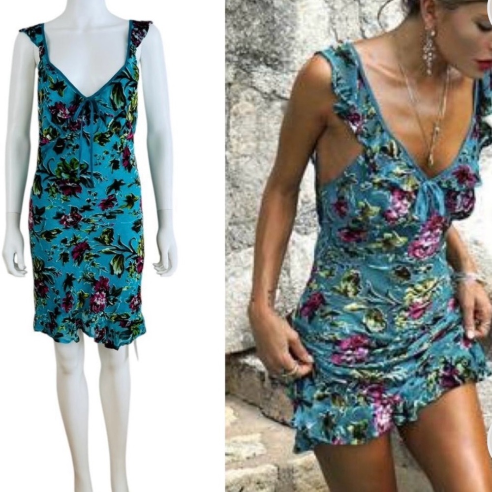 Rat & Boa Teal Floral Mini Dress NWT